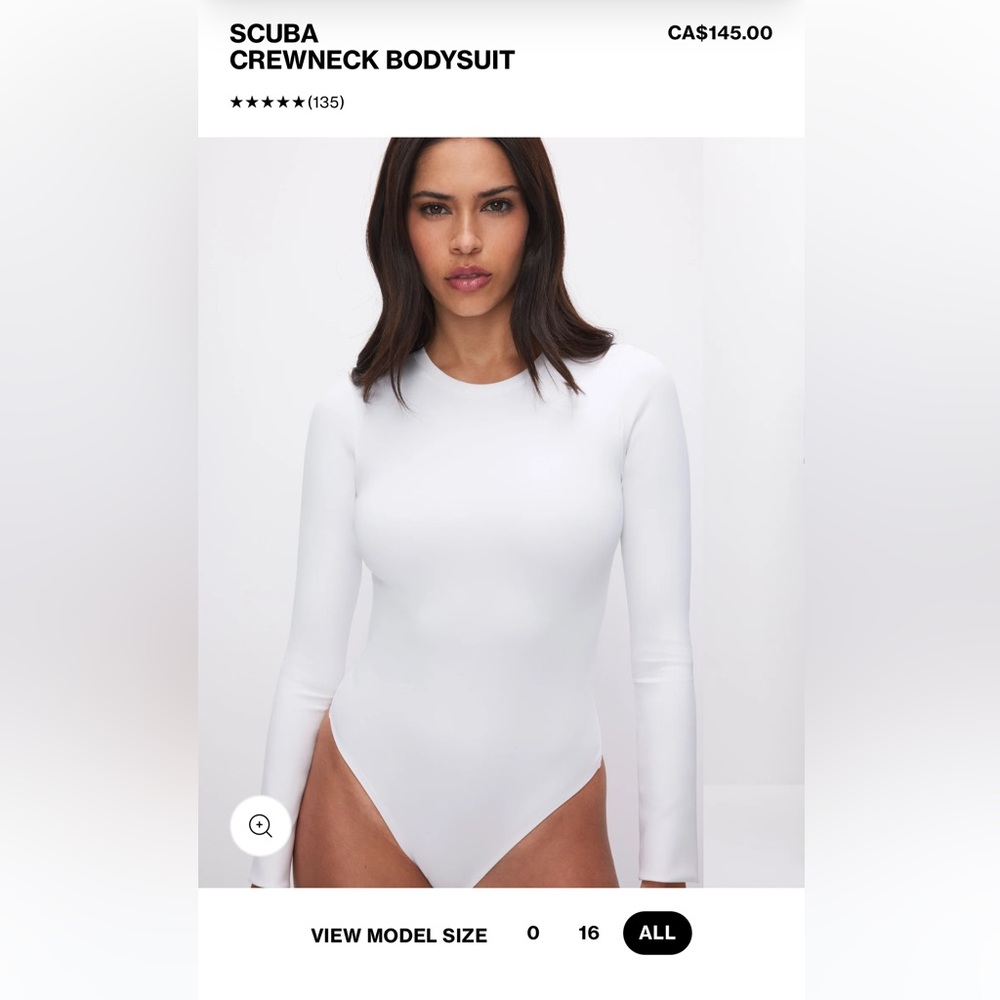 NWT Good American Scuba Crewneck Bodysuit in White.